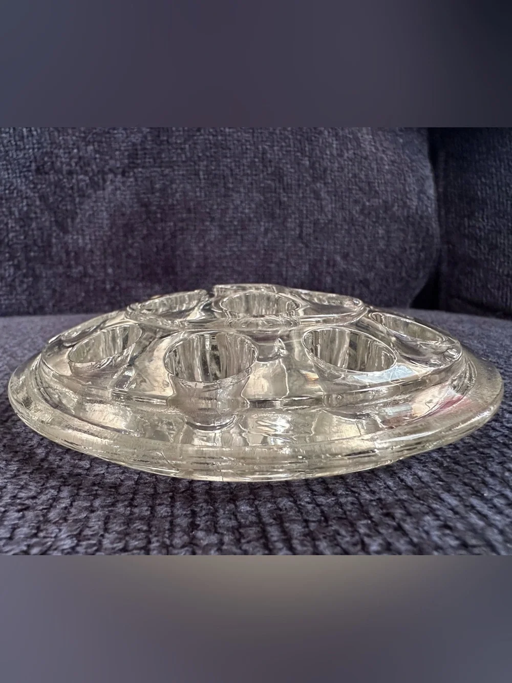 Set of LARGE Clear Glass Flower Frog Set - Pack of 6 in Great Condition!